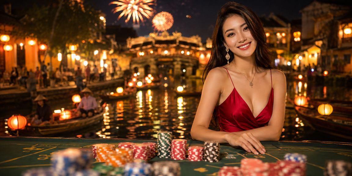 Không gian cá cược sôi động tại chợ đêm Hội An về đêm